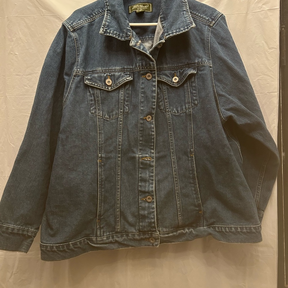 Eddie Bauer Unisex Blue Jean Long Sleeve Jacket 100% Cotton Sz 3X Pre-Owned